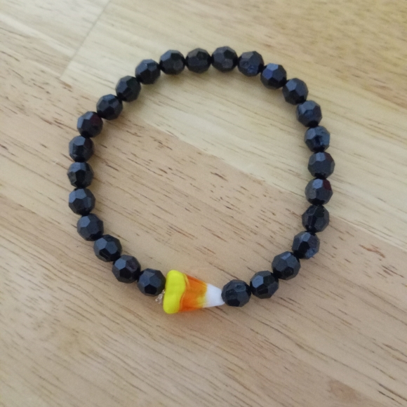 New blown glass candy corn beaded crystal bracelet hand crafted fall Halloween - Picture 5 of 6